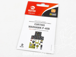 Red Fox Studio Tableaux de bord 3D avion RFQS-32172 Curtiss Warhawk P-40B Great Wall Hobby 1/32