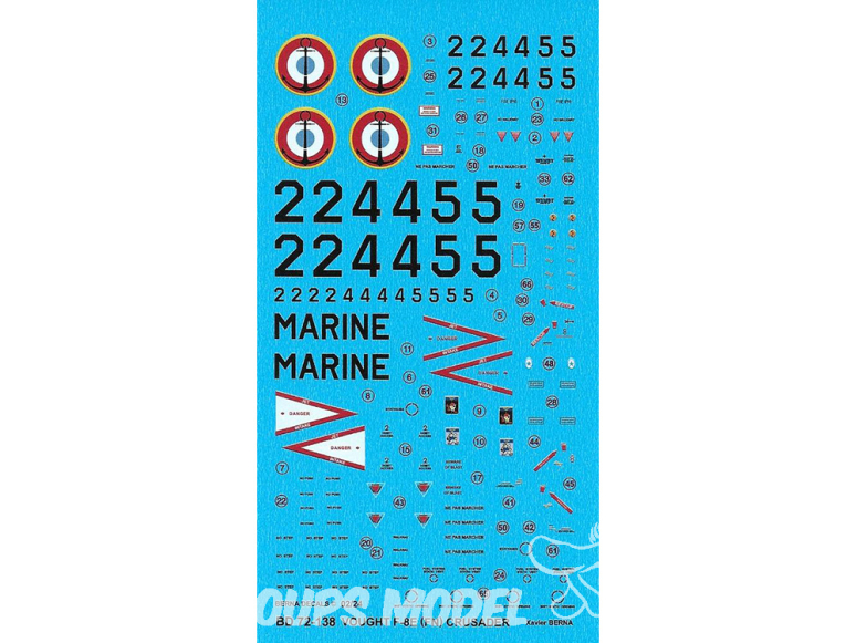 DECALQUES BERNA DECALS BD72-138 Vought F-8E (FN) Crusader 1/72