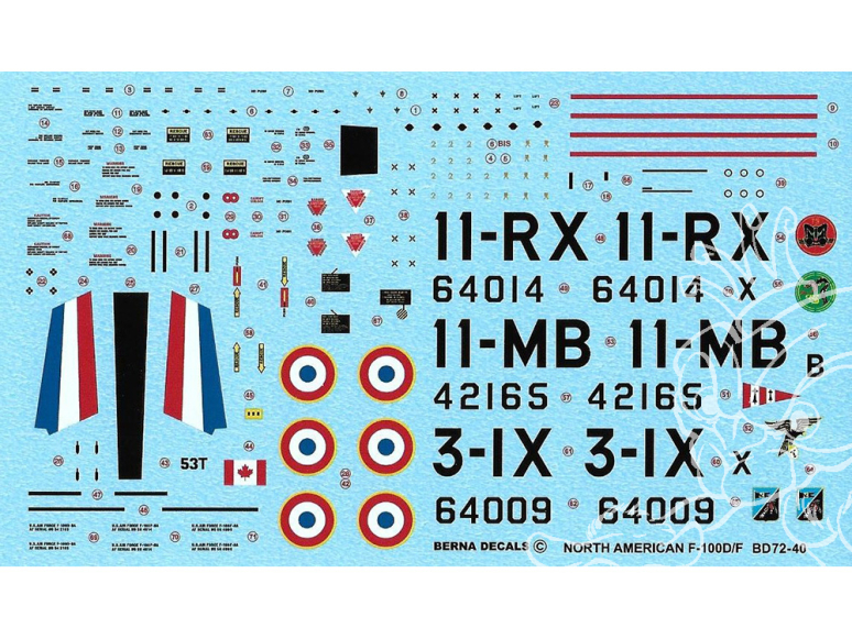 Decalques Berna decals BD72-40 NORTH AMERICAN F-100D & F 1/72