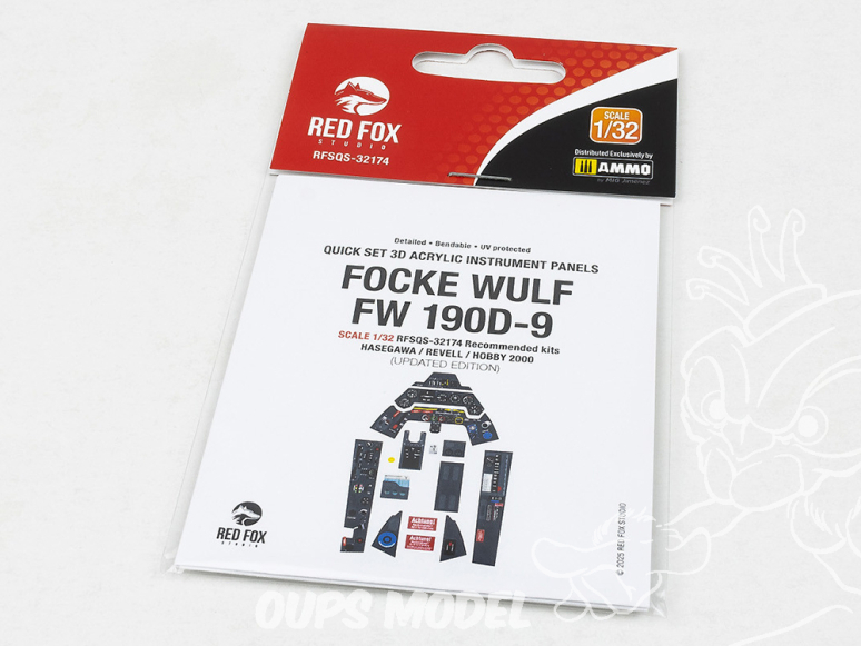 Red Fox Studio Tableaux de bord 3D avion RFQS-32174 Focke Wulf Fw 190D-9 Hasegawa / Revell / Hobby 2000 1/32