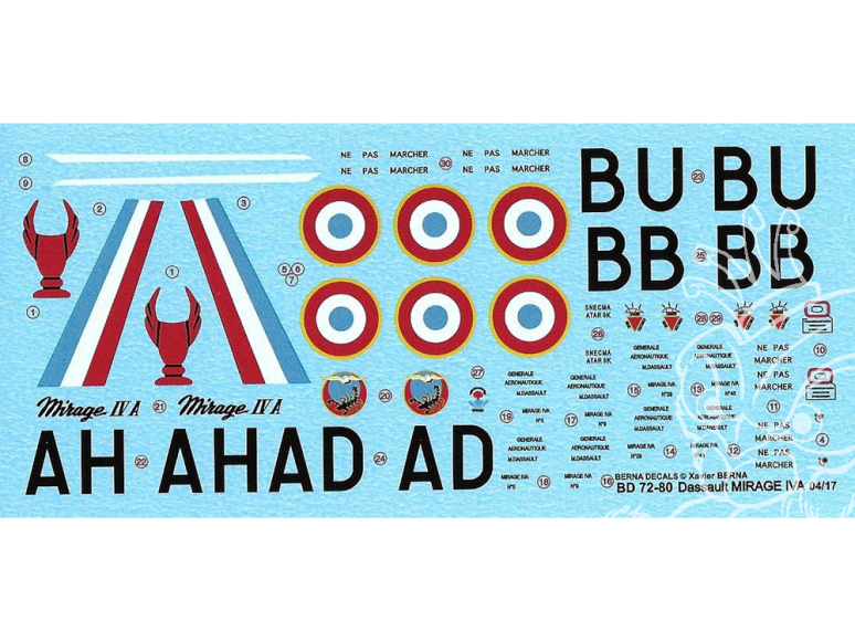 Decalques Berna decals BD72-80 Mirage IV A 1/72