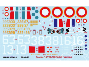 Decalques Berna decals BD48-26 Republic P-47D Thunderbolt Razorback 1/48
