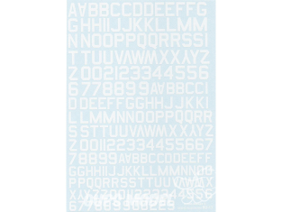 Decalques Berna decals BD-14 Chiffres et lettres identification blanc type RAF 10-12-14mm