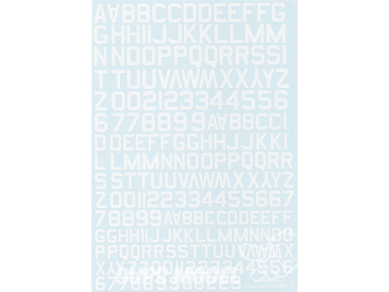 Decalques Berna decals BD-14 Chiffres et lettres identification blanc type RAF 10-12-14mm