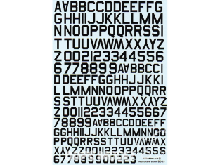 Decalques Berna decals BD-16 Chiffres et lettres identification noir type RAF 10-12-14mm