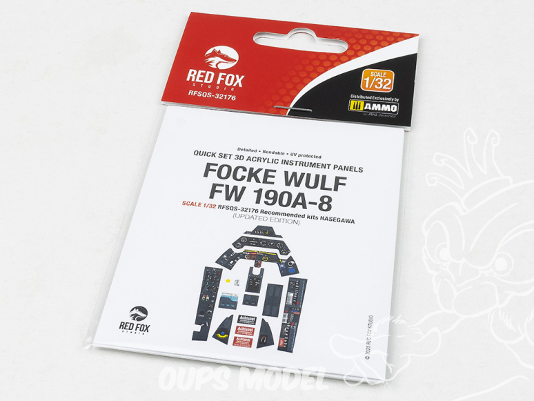 Red Fox Studio Tableaux de bord 3D avion RFQS-32176 Focke Wulf Fw 190A-8 Hasegawa 1/32