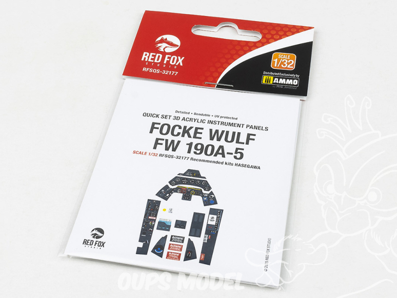 Red Fox Studio Tableaux de bord 3D avion RFQS-32177 Focke Wulf Fw 190A-5 Hasegawa 1/32