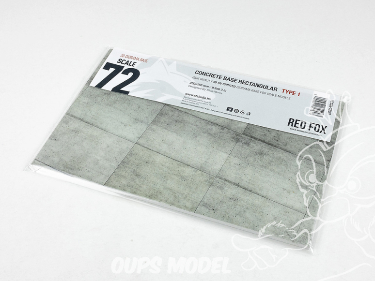 Red Fox Studio base 3D RFSDB-72007 Base rectangulaire béton Type 1 250x160mm 1/72