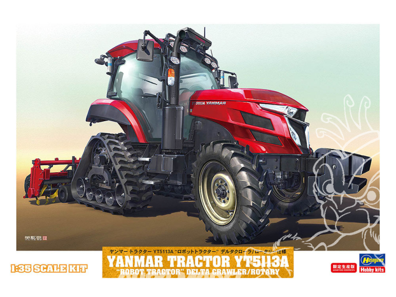 Hasegawa maquette agricole 66112 Spécifications du tracteur Yanmar YT5113A Tracteur robot Delta à chenilles 1/35