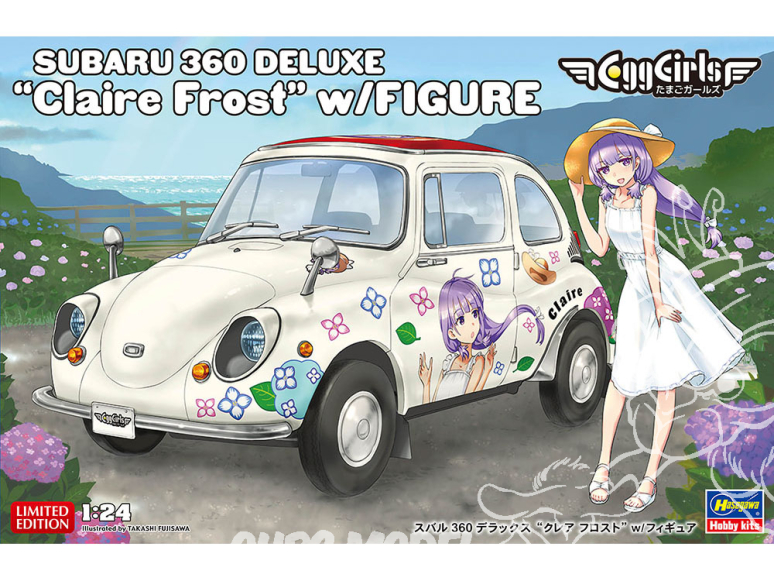 Hasegawa maquette voiture 52448 Subaru 360 Deluxe Claire Frost avec figurine 1/24