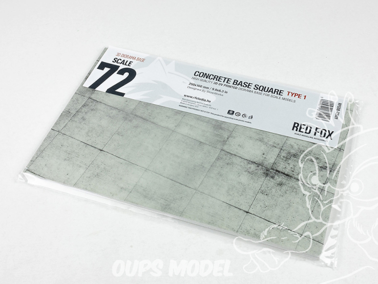 Red Fox Studio base 3D RFSDB-72009 Base rectangulaire Béton Type 1 250x160mm 1/72