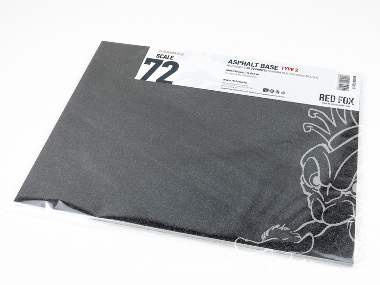 Red Fox Studio base 3D RFSDB-72012 Base rectangulaire Asphalte Type 2 300x230mm 1/72