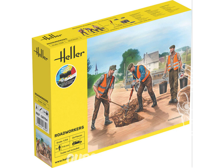 Heller maquette voiture 58754 STARTER KIT Travailleurs routiers inclus peintures principale colle et pinceau 1/24