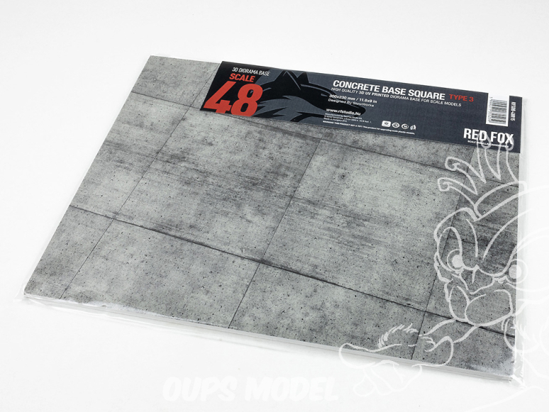 Red Fox Studio base 3D RFSDB-48015 Base rectangulaire béton carré Type 3 300x230mm 1/48
