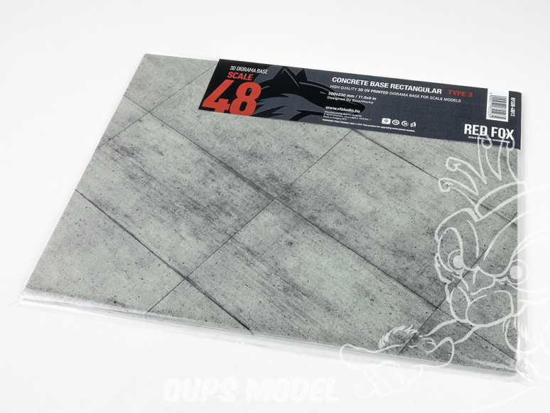 Red Fox Studio base 3D RFSDB-48013 Base rectangulaire béton rectangulaires Type 3 300x230mm 1/48