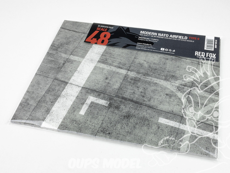 Red Fox Studio base 3D RFSDB-48008 Base rectangulaire aérodrome OTAN moderne Type 9 300x230mm 1/48