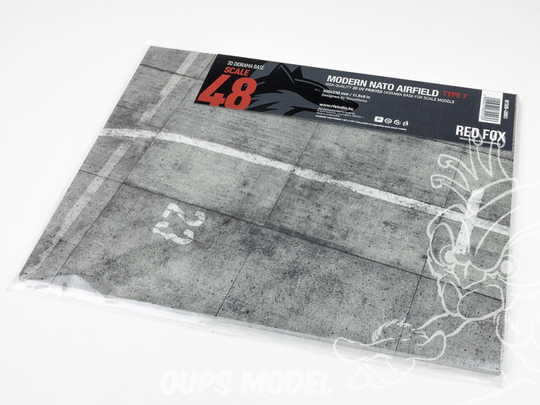 Red Fox Studio base 3D RFSDB-48003 Base rectangulaire aérodrome OTAN moderne Type 7 300x230mm 1/48