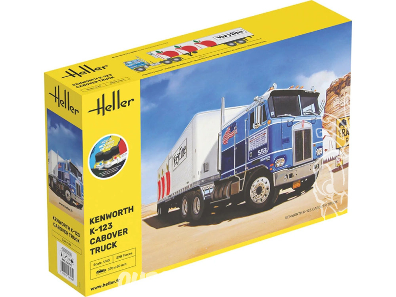 Heller maquette camion 56793 STARTER KIT Kenworth K-123 Cabover Truck inclus peintures principale colle et pinceau 1/43