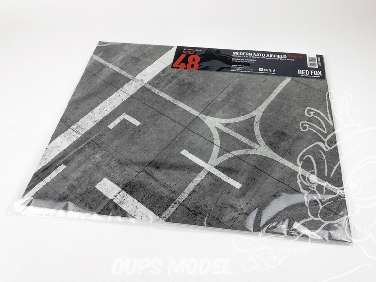 Red Fox Studio base 3D RFSDB-48012 Base rectangulaire aérodrome OTAN moderne Type 10 380x320mm 1/48
