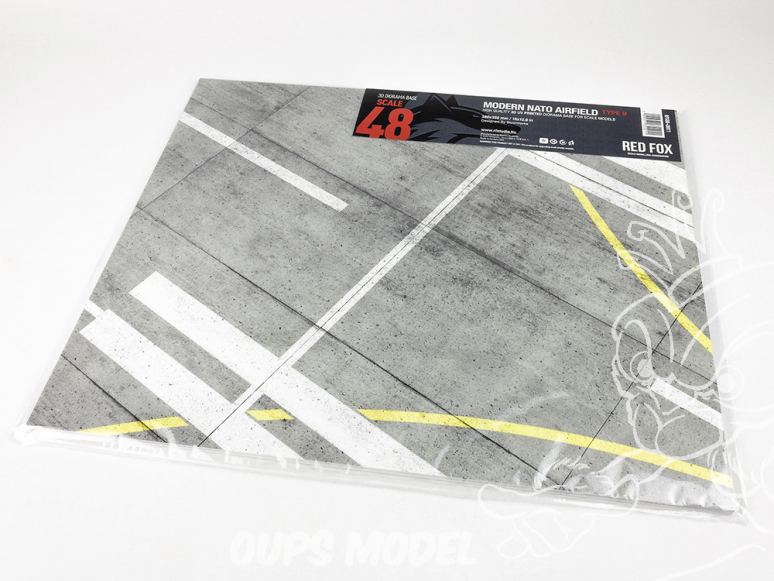 Red Fox Studio base 3D RFSDB-48011 Base rectangulaire aérodrome OTAN moderne Type 9 380x320mm 1/48
