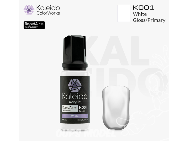 Kaleido Colorworks peinture acrylique K001 Blanc brillant - White gloss 20ml
