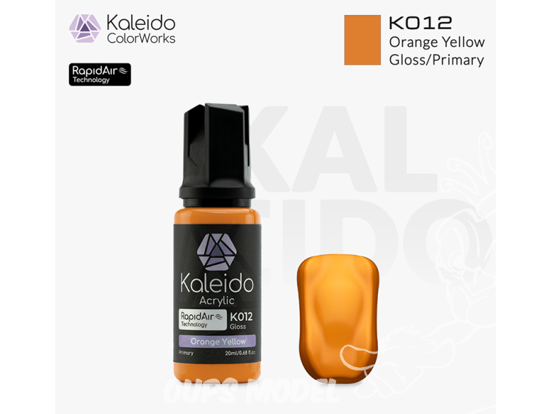 Kaleido Colorworks peinture acrylique K012 Jaune orange brillant - Orange yellow gloss 20ml