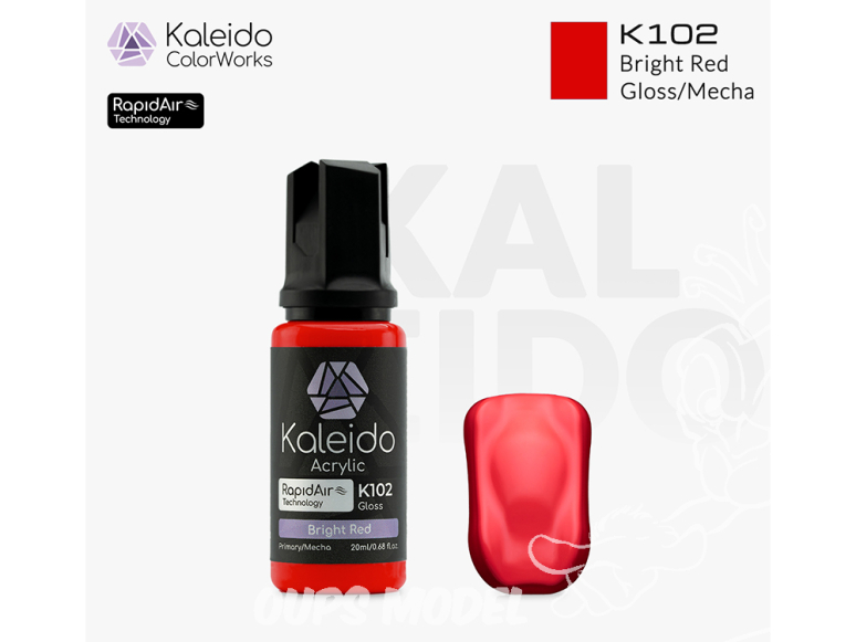 Kaleido Colorworks peinture acrylique K102 Rouge lumineux brillant - Bright red gloss 20ml