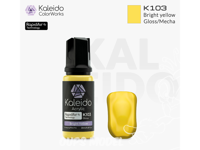 Kaleido Colorworks peinture acrylique K103 Jaune lumineux brillant - Bright yellow gloss 20ml