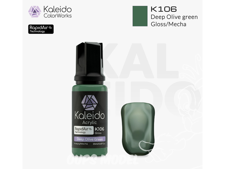 Kaleido Colorworks peinture acrylique K106 Vert olive profond brillant - Deep olive green gloss 20ml