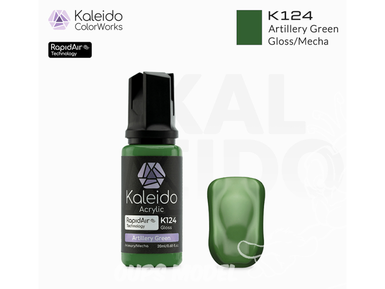 Kaleido Colorworks peinture acrylique K124 Vert artillerie brillant - Artillery Green gloss 20ml