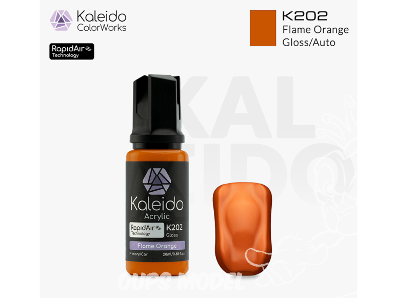 Kaleido Colorworks peinture acrylique K202 Orange flamme brillant - Flame orange gloss 20ml
