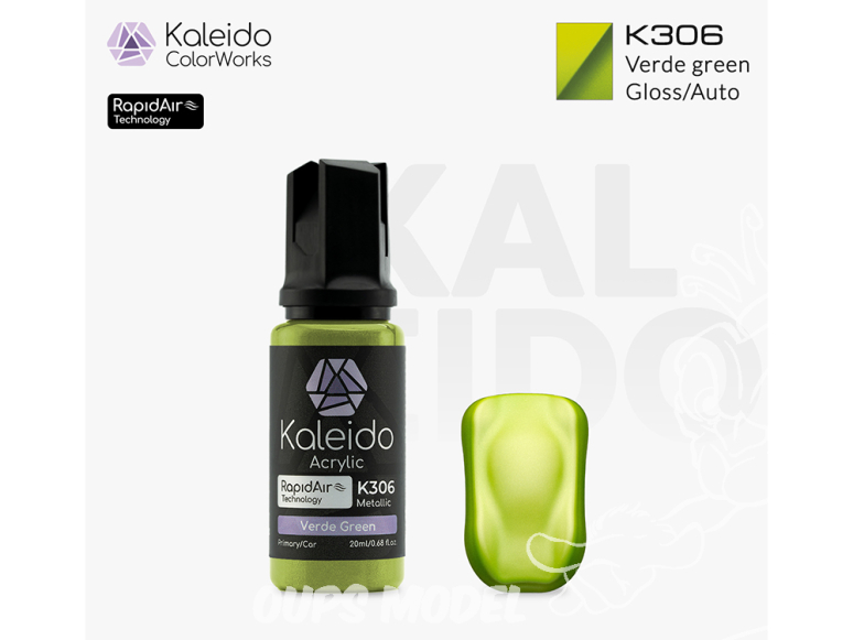 Kaleido Colorworks peinture acrylique K306 Vert verde métallisé - Verde green Metallic 20ml