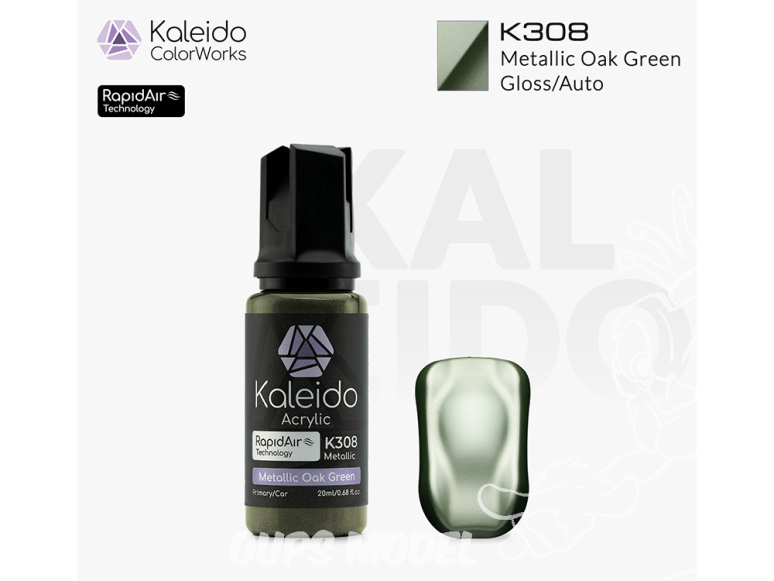 Kaleido Colorworks peinture acrylique K308 Vert chêne métallisé - Metallic Oak Green Metallic 20ml