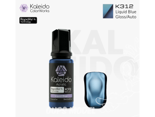 Kaleido Colorworks peinture acrylique K312 Bleu liquide métallisé - Liquid blue Metallic 20ml