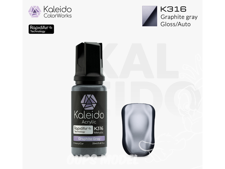 Kaleido Colorworks peinture acrylique K316 Gris graphite métallisé - Graphite gray Metallic 20ml