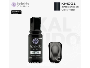 Kaleido Colorworks peinture acrylique KM001 Noir zirconium métallisé - Zirconium black Metal 20ml