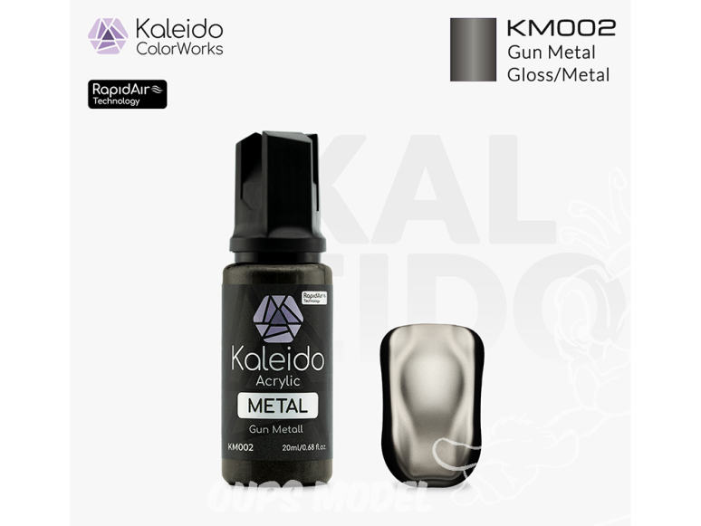 Kaleido Colorworks peinture acrylique KM002 Gris métallisé - Gun metal Metal 20ml