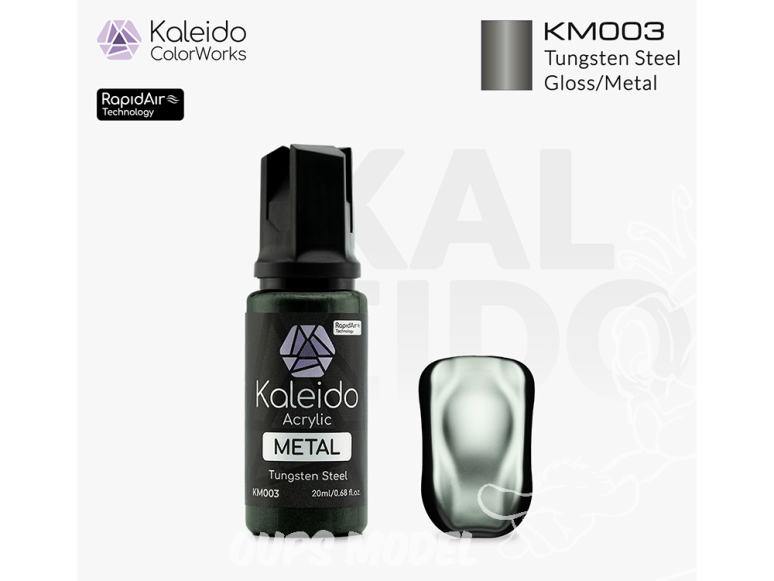 Kaleido Colorworks peinture acrylique KM003 Acier tungstène métallisé - Tungsten Steel Metal 20ml