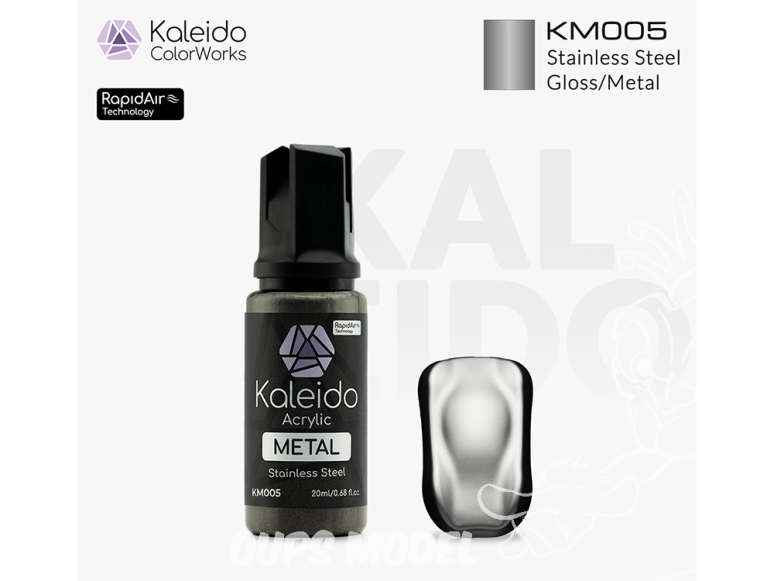 Kaleido Colorworks peinture acrylique KM005 Acier inoxydable métallisé - Stainless Steel Metal 20ml