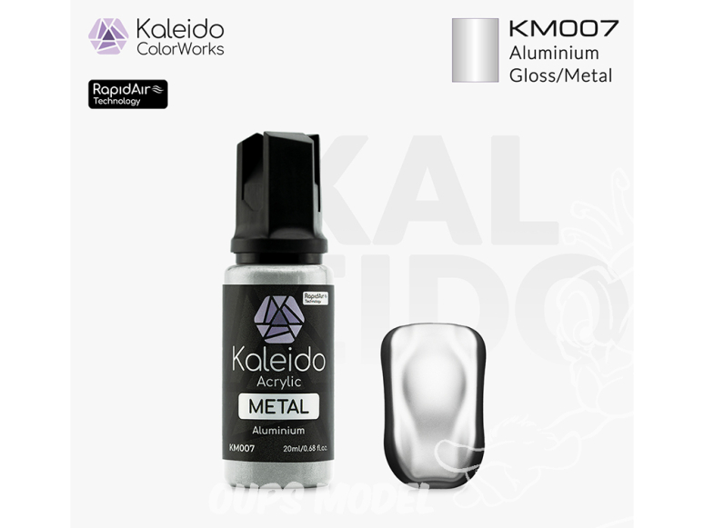 Kaleido Colorworks peinture acrylique KM007 Aluminium métallisé - Aluminium Metal 20ml