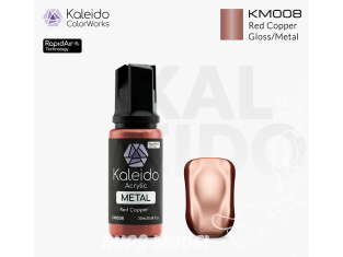 Kaleido Colorworks peinture acrylique KM008 Rouge cuivre métallisé - Red copper Metal 20ml