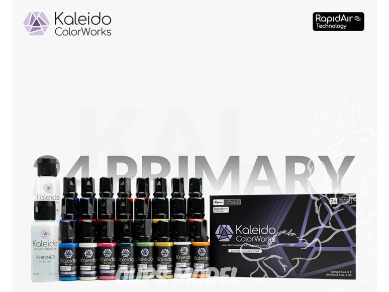 Kaleido Colorworks peinture acrylique 48689 Set de 24 couleurs primaires 24 x 20ml