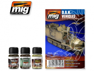 MIG vieillissement maquette 7406 Set Vehicules DAK Africa corps 3 x 35ml