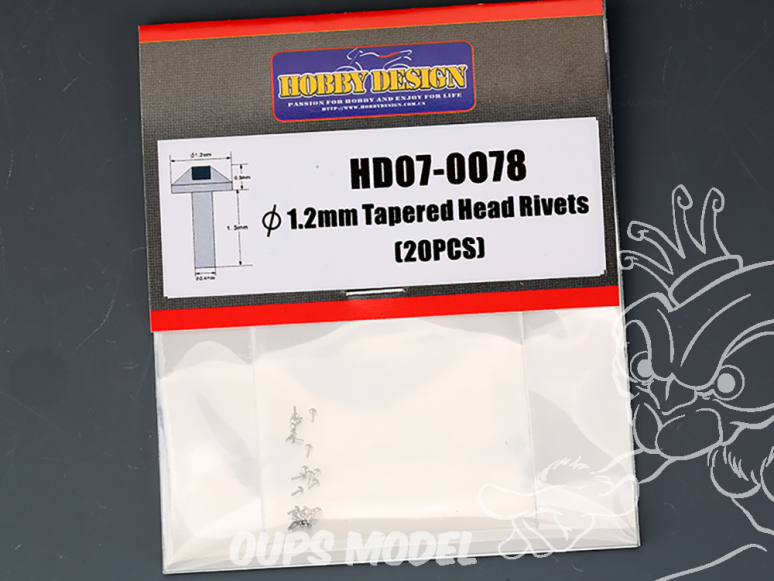 Hobby Design amélioration HD07-0078 Rivets à tête conique 1,2mm x20 1/24