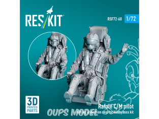 ResKit Figurine RSF72-0060 Figurine pilote Rafale C/M assise dans un siège éjectable kit HobbyBoss 1 pièce imprimée en 3D 1/72
