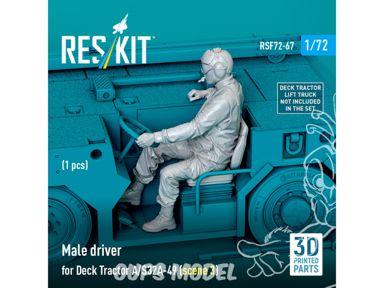 ResKit Figurine RSF72-0067 Pilote de tracteur de pont A/S32A-49 Scène 3 1pièce imprimée en 3D 1/72