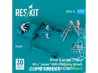 ResKit Figurine RSF72-0074 Conducteur et aviateurs 1960+ 3 pièces pour MJ-4 MHU-83 B/E jammer 3 pièces 1/72