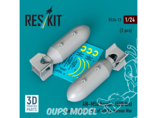 ResKit kit RS24-0013 Bombes AN-M58 2pièces 500 lbs pour tous les USAF et RAF 1/24