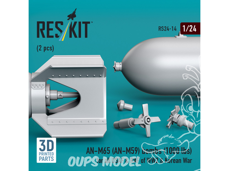 ResKit kit RS24-0015 Bombes MK.36 2 nités 1000 livres US Navy et la RAF WWII Impression 3D 1/24