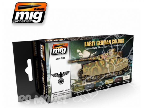 MIG peinture 7100 Set Couleurs Allemandes debut de production WWII 6 x 17ml